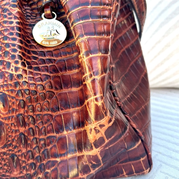 Brahmin Celia Pecan Melbourne Croc-Embossed Shoulder Bag with Gold Hardware - Picture 7 of 7